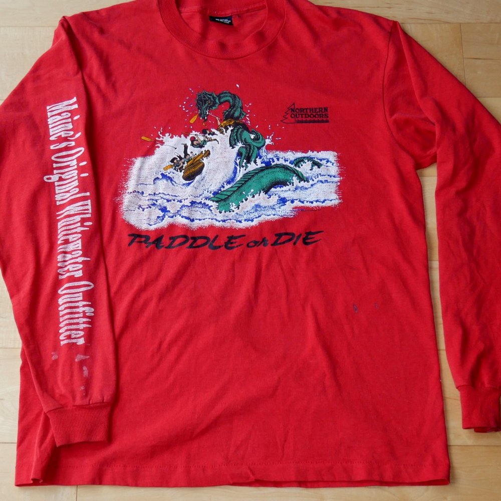VTG Paddle or Die Whitewater Rafting Long Sleeve - Picture 3 of 8
